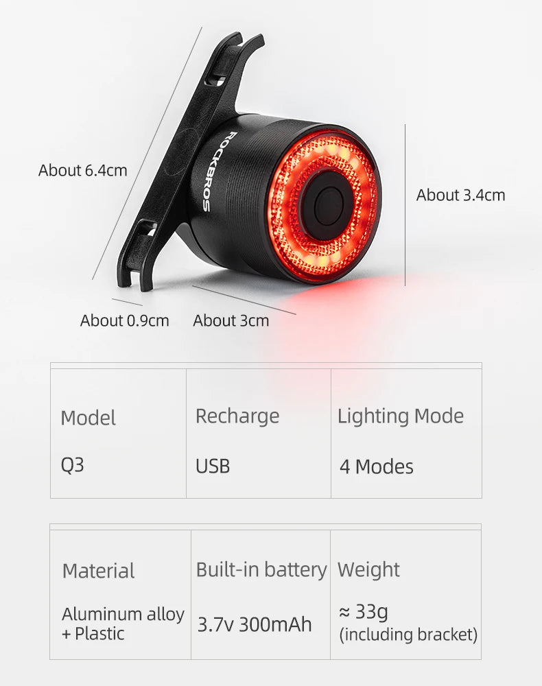 ROCKBROS Smart Brake Bicycle Tail Light