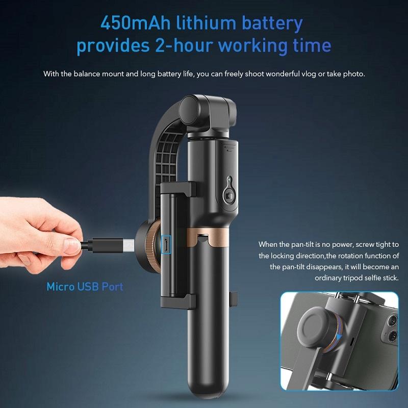 Gimbal Stabilizer With Live Video And Selfie Stick